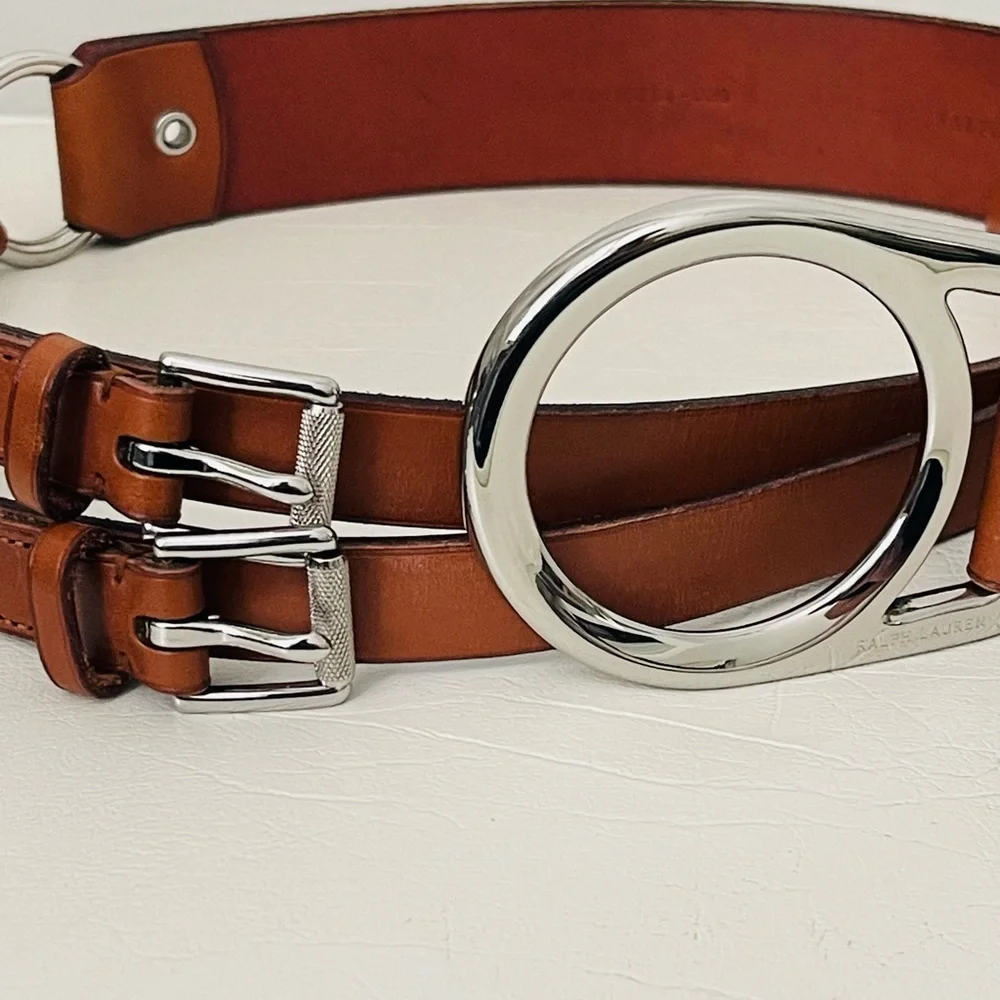 Ralph Lauren Brown Leather Belt with Silver Buckle - Picture 3 of 6